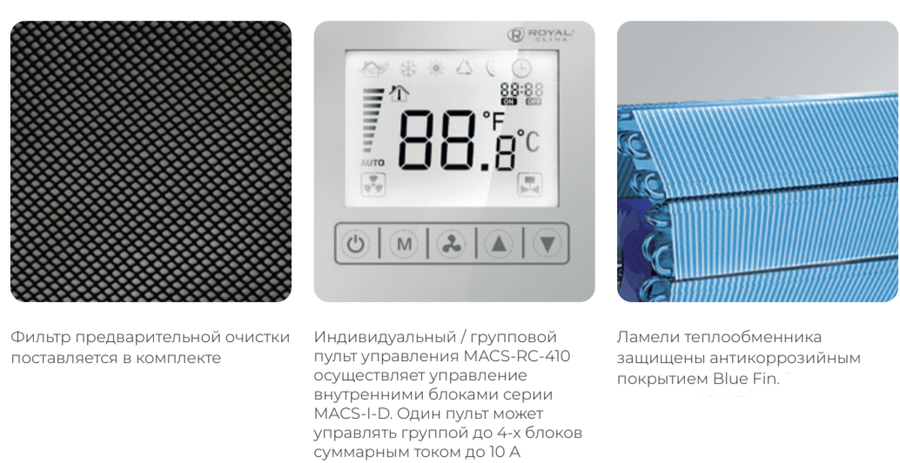 Канальный фанкойл до 12 кВт Royal Clima MACS-I-D100P4K
